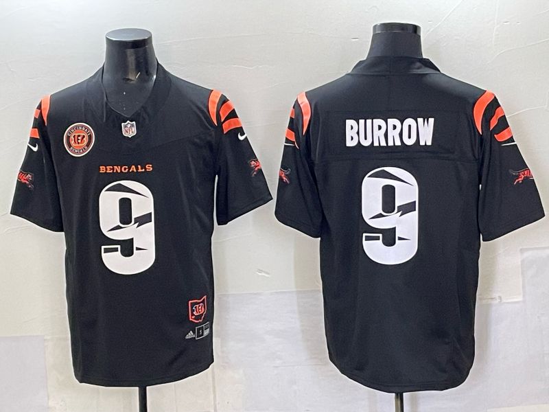 Men 2025 Cincinnati Bengals #9 Burrow Black Throwback Nike Limited NFL Jersey style 02->cincinnati bengals->NFL Jersey